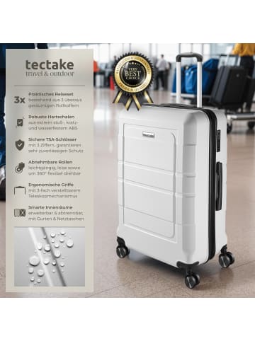 tectake Hartschalenkoffer-Set aus robustem ABS-Kunststoff mit Teleskopgriff