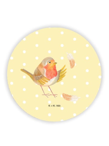 Mr. & Mrs. Panda Kühlschrankmagnet Rotkehlchen Federn ohne Spruch in Gelb Pastell