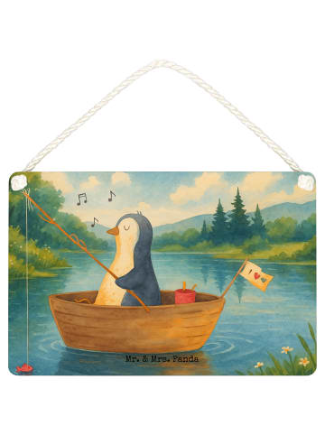 Mr. & Mrs. Panda Deko Schild Pinguin Angelboot Design ohne Spruch in Weiß