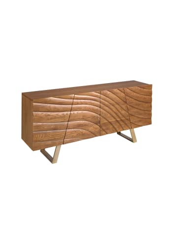 Angel Cerdá Sideboard aus hellem Nussbaumholz und poliertem goldfarbenem Stahl