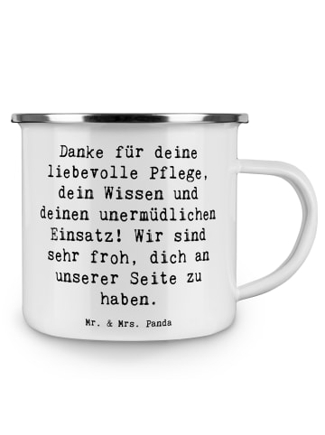 Mr. & Mrs. Panda Emailletasse Spruch Dankbare Pflegekraft mit Sp... in Weiß