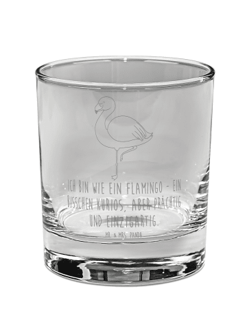 Mr. & Mrs. Panda Whiskyglas Flamingo Classic mit Spruch in Transparent