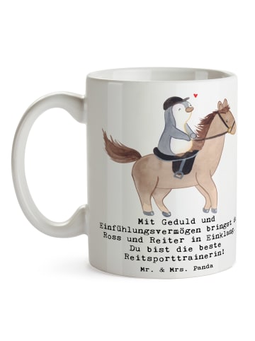 Mr. & Mrs. Panda Kaffeebecher Reitsport Trainerin Harmonie mit S... in Weiß