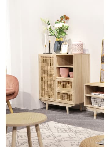 SalesFever Sideboard 70 cm im skandinavischen Design mit Rattan-Front und Stauraum in Natur