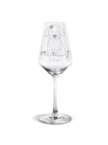 Mr. & Mrs. Panda Weißwein Glas Hund Dame ohne Spruch in Transparent