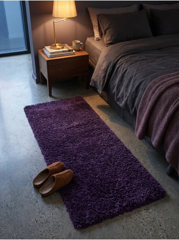 KADIMA DESIGN Teppich Hochflor Shaggy Waschbar Einfarbig SALZACH Strapazierfähig in Violett