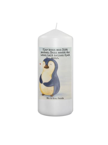 Mr. & Mrs. Panda Kerze Pinguin Diät Design mit Spruch in Weiß