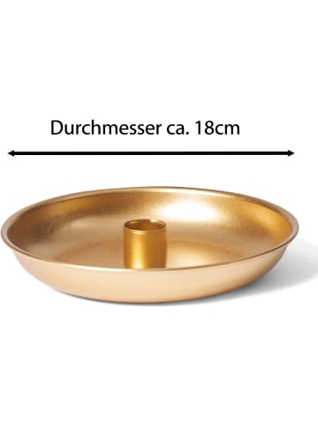 Novaliv 12x Stabkerzenhalter Deko Schale Gold 18cm Tafelkerzen Weihnachtliche in Gold
