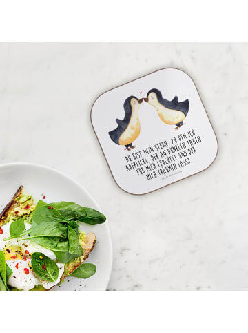 Mr. & Mrs. Panda Untersetzer für Gläser Pinguin Liebe mit Spruch in Weiß