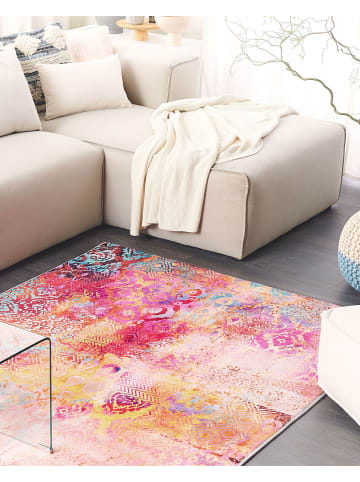 Beliani Kurzflor ISPARTA in Bunt/Lila/Rosa - (W) 140 x (H) 0.5 x (L) 200 cm