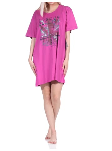 NORMANN kurzarm Nachthemd Schlafshirt Designs - 66955 in bunt