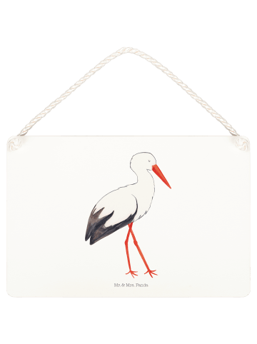 Mr. & Mrs. Panda holzbild Storch ohne Spruch in Weiß