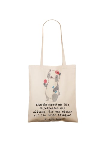 Mr. & Mrs. Panda Jutebeutel Ergotherapeutin Superhelden mit Spruch in Creme