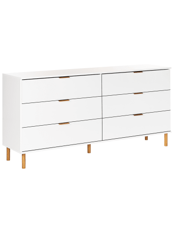 Beliani Kommode WALPOLE in Weiß/Gold - (W) 158 x (H) 76 x (L) 40 cm