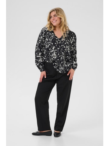KAFFE curve Langarm-Bluse KCbella Regular fit in Black / Chalk Graphic