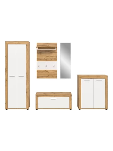 ebuy24 Garderobenmöbelset Jam (5-teilig) Weiß 285 x 35 cm