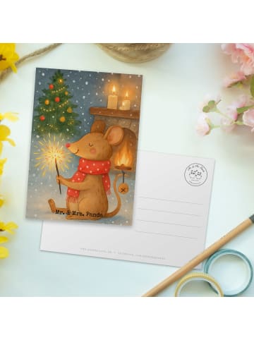Mr. & Mrs. Panda Postkarte Maus Weihnachten Design ohne Spruch in Weiß