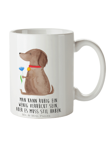 Mr. & Mrs. Panda Tasse Hund Blume mit Spruch in Weiß