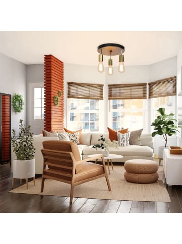 ZMH Deckenleuchte 3-flammige E27 in gold rund Vintage Metall Hallampe