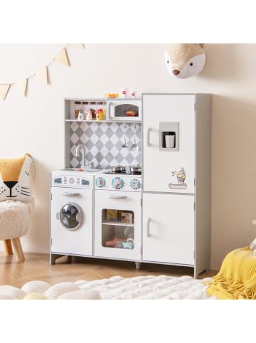 COSTWAY Kinderküche Holz in Weiß