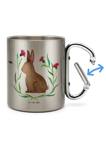 Mr. & Mrs. Panda Karabiner Tasse Hase Sitzen ohne Spruch in Silber