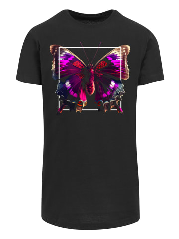 F4NT4STIC Long Cut T-Shirt Pink Schmetterling LONG TEE in schwarz