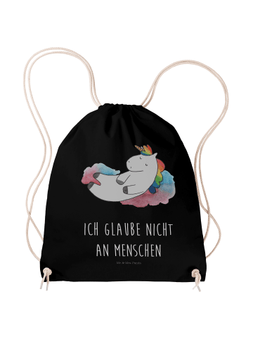 Mr. & Mrs. Panda gym rucksack Einhorn Wolke 7 mit Spruch in Schwarz
