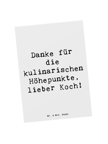 Mr. & Mrs. Panda Postkarte Spruch Koch Dankeschön mit Spruch in Weiß