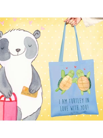 Mr. & Mrs. Panda Tragetasche Schildkröten Paar mit Spruch in Sky Blue