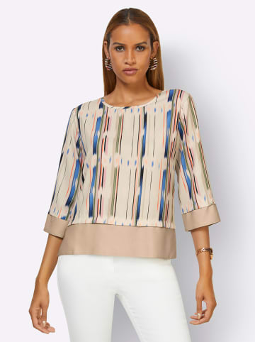 creation L Druckbluse in beige-mandarine-bedruckt