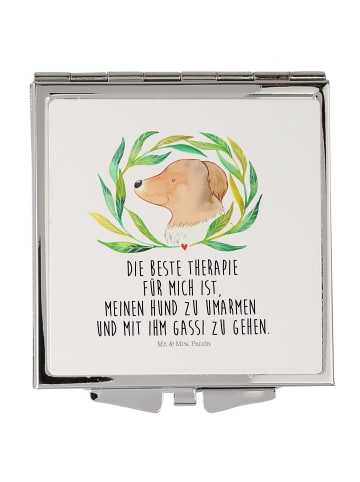 Mr. & Mrs. Panda Schminkspiegel Hund Blumen mit Spruch in Weiß