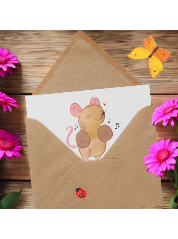 Mr. & Mrs. Panda Einladungskarte Schlagzeuger Stolz mit Spruch in Weiß