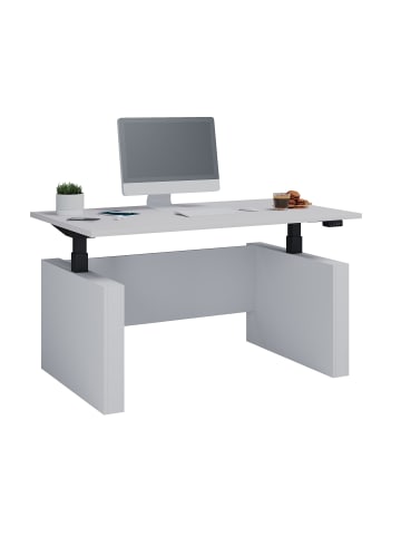 VCM  Schreibtisch höhenverstellbar Salia 140x80 in Weiß / Weiß