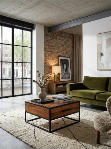 KADIMA DESIGN Couchtisch Massivholz/Metall Sofatisch 65x38x65cm, Design