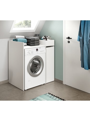 Inn.Furn Waschmaschinenumbau Set weiß 2-teilig, Überbauschrank und Anstellregal 95 cm