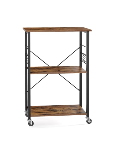 VASAGLE Servierwagen Barnet in Vintagebraun-Schwarz - (B)60 x (H)89 x (T)40 cm