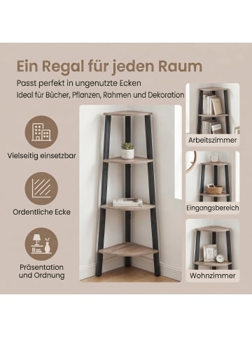 VASAGLE Eckregal Barnet in Greige-Schwarz - (B)33.4 x (H)125 x (T)33.4 cm