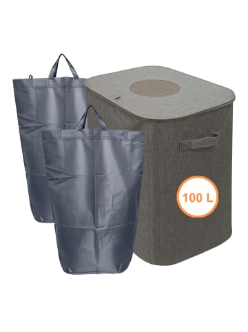 relaxdays Pfandflaschen-Sammelbehälter in Grau - 100 l