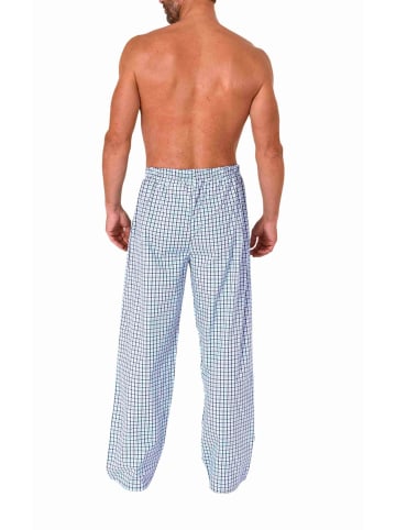 NORMANN Schlafanzug Pyjama Hose lang kariert Baumwolle - 79834 in blau