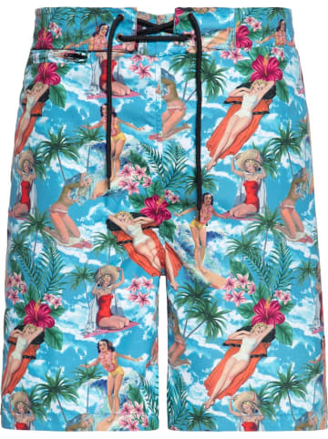 King Kerosin "Badeshorts Tropical Hawaiian" in Multicolor