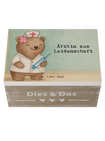 Mr. & Mrs. Panda Holzkiste Ärztin Leidenschaft Design mit Spruch in Weiß