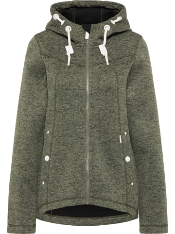 ICEBOUND Damen Strickfleecejacke in Oliv Melange