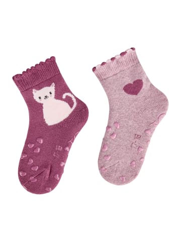 Sterntaler ABS Krabbelsocken 2er-Pack Katze in rosafarbig