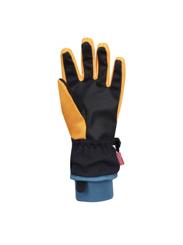 Trollkids Handschuhe "Trolltunga" in Schwarz/Stahlblau/Mango