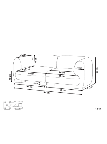 Beliani 2-tlg 2-Sitzer Sofa MJALBI in Weiß