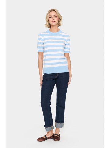 SAINT TROPEZ Strickpullover MilaSZ Gerade Passform in Airy Blue Ice Block Stripe
