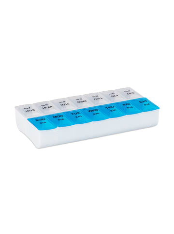 relaxdays 5x Tablettenbox in Weiß/ Blau