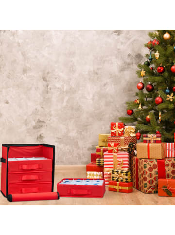 relaxdays Weihnachtskugel-Aufbewahrungsbox in Rot/ Schwarz - (B)31 x (H)30,5 x (T)30,5 cm