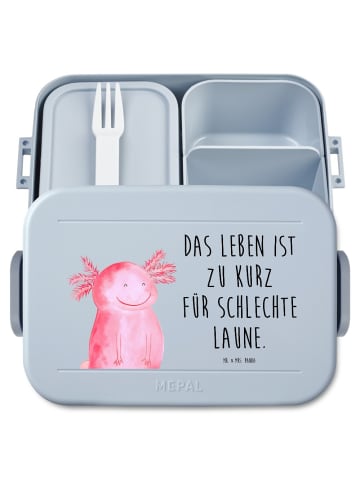 Mr. & Mrs. Panda Lunchbox Axolotl Glücklich Motiv mit Spruch in Blau Pastell