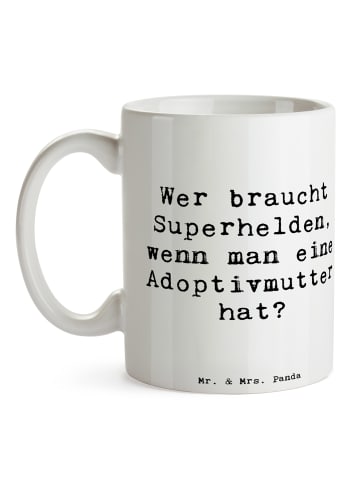 Mr. & Mrs. Panda Tasse Adoptivmutter Heldin mit Spruch in Weiß